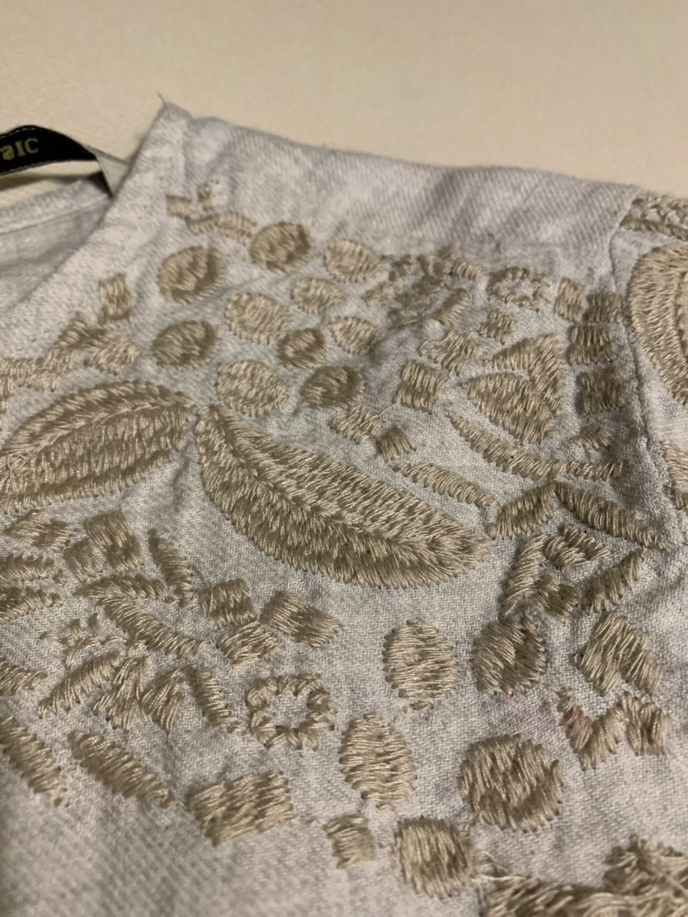 Zara Cream Embroidered Ruffle-Hem Long Sleeve Blouse - Picture 8 of 9